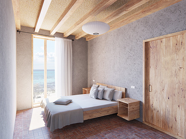 Bedroom with mediterranean materials