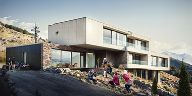 Floating house in Alpine Mountains