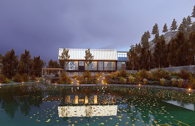 cabin with lake