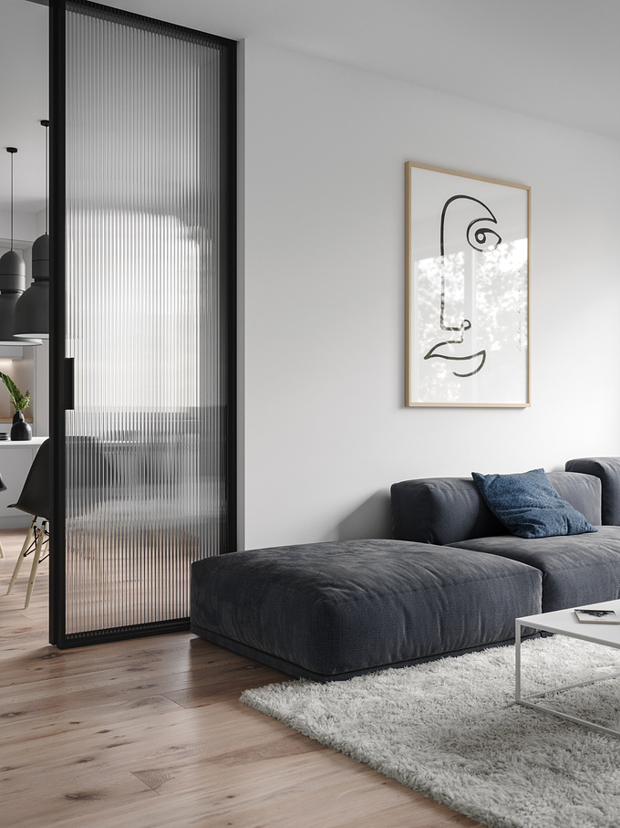 This project was created with the aim of combining functionality with clean, modern design. Great quality of materials and attention to detail resulted in a unique, cozy atmosphere of the space. It is worth to notice the distinctive features that create one of a kind mood of the apartment.