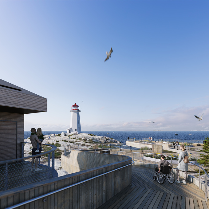 #normandthegang was commissioned by Omar Gandhi Architect, to visualize the future of Peggy's Cove: a proposal to remove all vehicles from the current road loop in exchange for a safe, pedestrian-friendly pathway which is to be built atop the former road. The new boardwalk is fully accessible and provides two lookout points which cantilever out towards the lighthouse, providing a new perspective for those visiting again and the memory for a lifetime for those unable to navigate the rocky terrain.