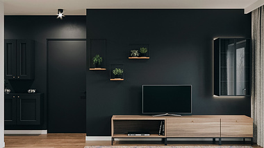 Small black apartment