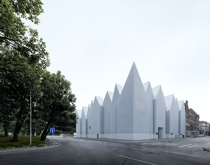 Personal exercise of The Szczecin Philharmonic Hall project of Barozzi Veiga and Simon Menges original photos.
Software used 3D MAX + Vray + Photoshop