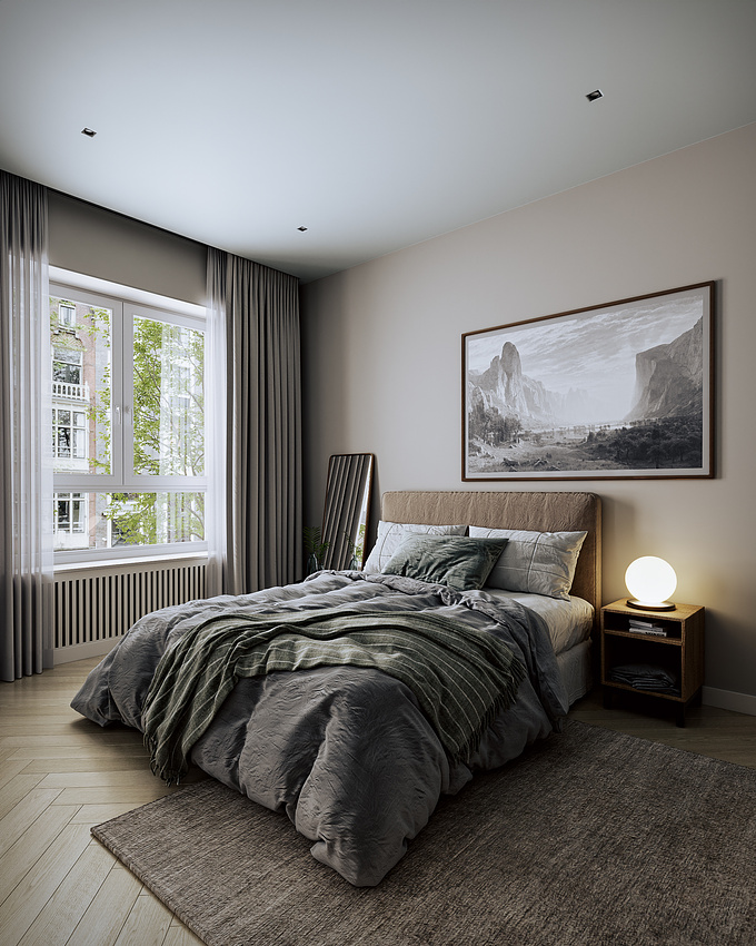 The bedroom of a small apartment in Amsterdam