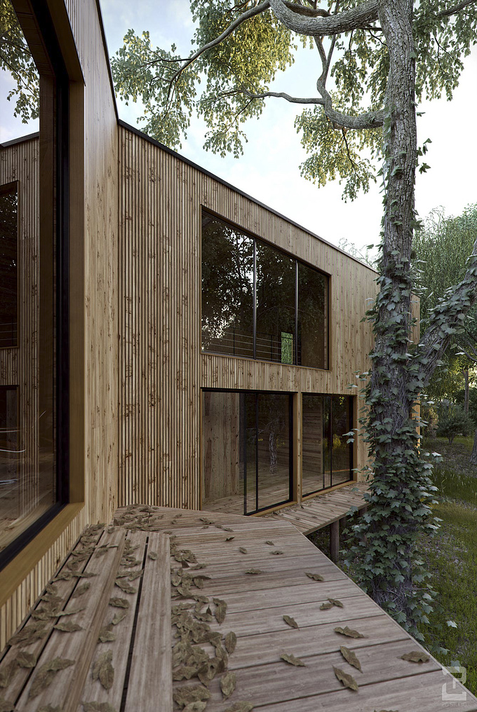 2G Studio, 2G Academy - http://www.2gs.co    &     www.2gacademy.com
This work inspired from House La Invernada designed by Felipe Montegu. I really like the wood styled house in the middle of the forest. All in here are using 3d model and HDRI for the lighting. Created using 3dsmax and vray 2.0. I use photoshop and after effect for post production. 

I will use this for my online course 2gacademy, you can visit my website www.2gacademy.com for further information for the courses.