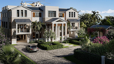 Exterior 3D Visualization of a Luxurious Residence in Florida