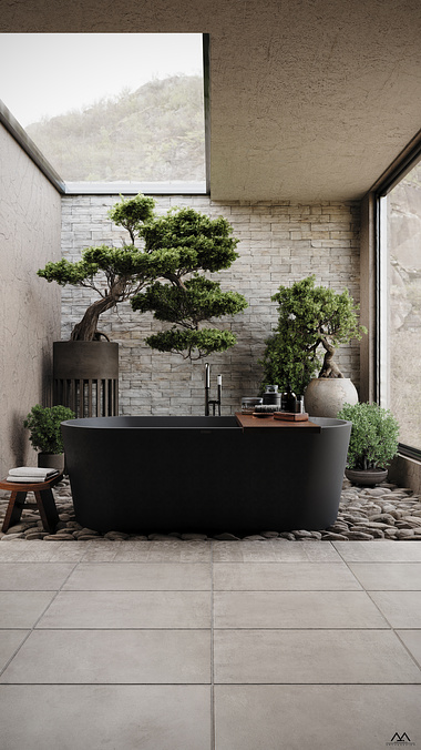 A beautiful bathroom with an oriental touch