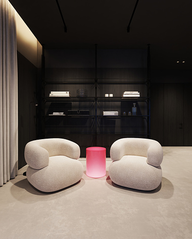 Dark living-dining room design
