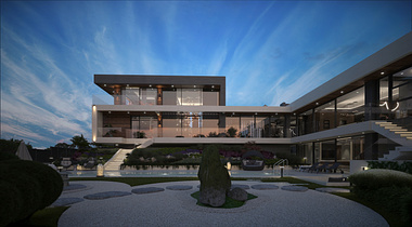 Private house elevation and landscape design