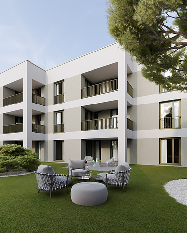 Courtyard view of a residential building