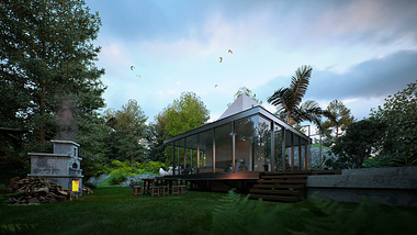 Glass Villa in Indonesian Tropical Forest - Exterior Shot