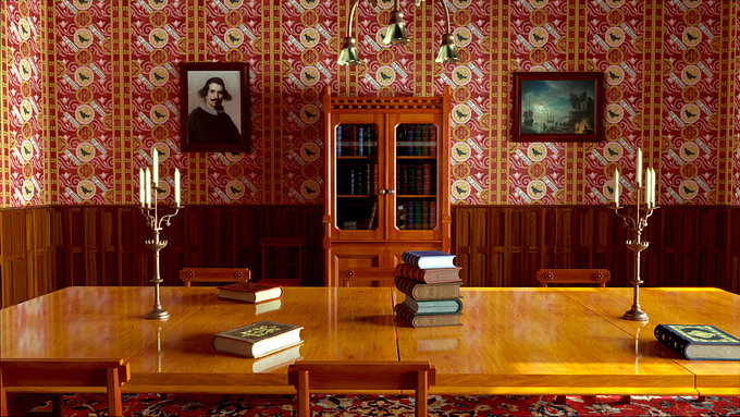   A nice render inspired after a room from the house of the famous arhitect Augustus Pugin.