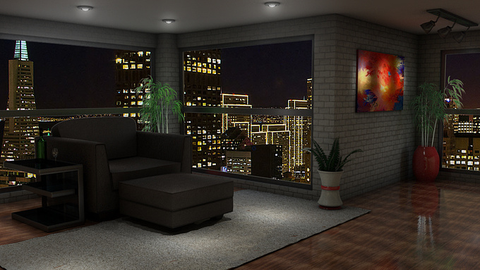 This is a concept idea I came up with for a corner type apartment.