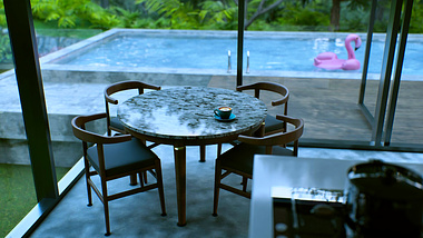 Glass Villa in Indonesian Tropical Forest - Interior Shot