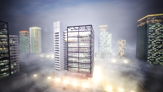 VIZfire - https://vizfire.net/
This office tower concept was modeled a year ago for a major developer in the Chicago area. After the studies were finalized VIZfire rendered the model for fun.