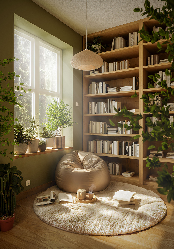 Cozy Reading Corner

Software Used - 3dsmax + Corona Render

Post  Production - Adobe Photoshop 