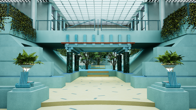 A recreation of the atrium of TV-am, a British broadcasting company. Modeled in Maya, textured in Substance Painter, Rendered in Unreal Engine 5