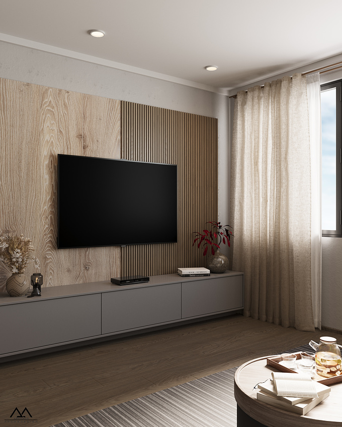 A design and render of a living room