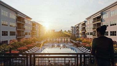 Stunning 3D Architectural Visualization for Chicago Condominiums: Exterior & Interior Design with Luxurious Pool Features
