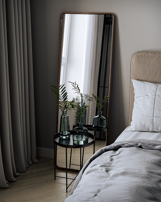 The bedroom of a small apartment in Amsterdam