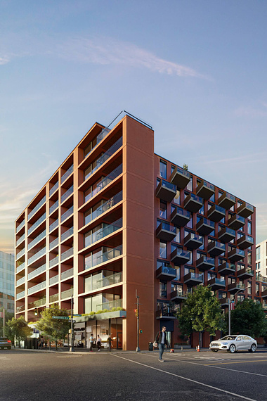 Exterior CGI of a Mid-Rise Building in the USA