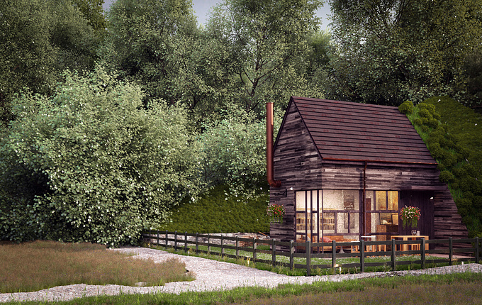 a bit of homesick, so i tried and created a cabin from the Carpathians. 
i used max, vray, forestpack vegetation, a direct light plus a HDRI.