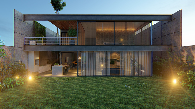 Architectural Visualization of a House / Skylight - Evening
ArchiCad + Lumion.