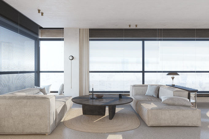 Visualization of apartment with great panoramic view on Vistula River for design Studio Laas