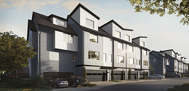 3D Exterior Rendering of Modern Townhouses