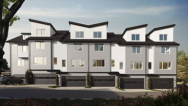 3D Exterior Rendering of Modern Townhouses