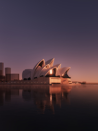 Modern Architecture Shines: Sydney Opera House at Sunset