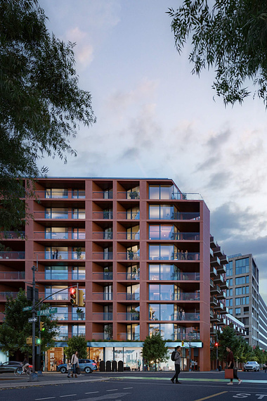 Exterior CGI of a Mid-Rise Building in the USA