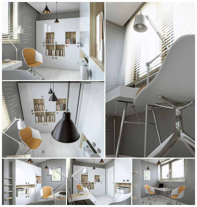 Wizja Przestrzeni / Tomasz Muszynski - http://www.wizjaprzestrzeni.pl
Conception of a workroom in Scandinavian style.

Modelling software: Blender
Rendering software: Thea Render