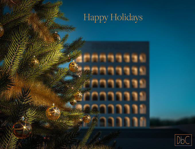 Xmas version of one of the best samples of Italian  brutalist architecture. All modeled in Max, rendered in Vray and camera raw in photoshop.