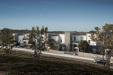 New terraced house development in Nuoro (IT): back view