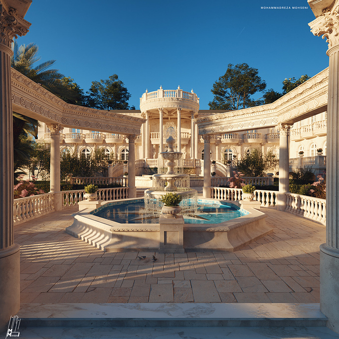 This scene had created for a Corona renderer online course.
This is a neo-classic extravagant and luxury mansion named Chateau D'Or Residence in Bel Air, California.

Tools: 3dsMax, Corona renderer, Photoshop, RizomUV, Megascans, Itoo Forest Pack

I hope you like it