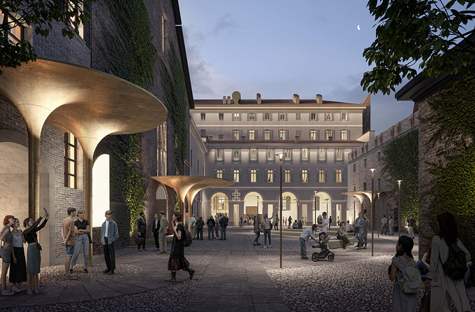 Past and future come together creating a new cultural hub in the centre of Turin.
Partnering with Cino Zucchi Architetti, WOLF realized the 3D visualizations of the winning project of the international competition of the Cavallerizza Reale.

The architectural restoration, conservation and re-functionalization will bring new life and purpose to the iconic complex in the heart of the city.

Through the renders, we conveyed the idea of rebirth as the characteristic element of our visual work, matching the historic buildings with their new social purpose.

We showcased the project in its dynamic activities, with all the social and cultural events that will take place on this historic site.