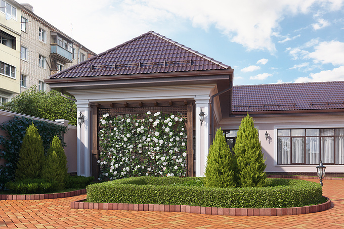 KMV Design - http://kmvdesign.ru
Architectural visualization classical house with clinker covering and facade decoration.