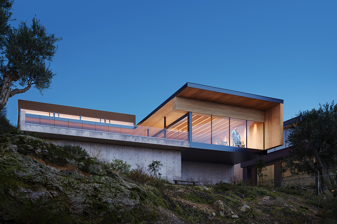 This is my personal interpretation of "Four & Four house" designed by @mcleodbovell modern houses and inspired by a @latreillephotography photo.

In this full CG image, I wanted to represent a blue hour scenario in an afternoon close to the evening lighting that raise up each vegetation detail.

The storytelling is about a young couple who moves in a new, almost empty but well designed architectural space and surrounded by a uncontaminated nature.

They are looking out, smiling for the new start in their new home, looking together in the same direction and hoping for a bright future.

The “Stable diffusion” (AI tool) was used to replace the 3D people model to a more refined one, and “Magnific AI” to improve few vegetation details (Full CG) then highlighted in photoshop.

────────────────────────────────

Questa è la mia personale interpretazione di "Four & Four house" progettata dallo studio di architettura @mcleodbovell ed ispirata ad una foto di @latreillephotography.

In questa immagine, interamente in CG, ho voluto rappresentare uno scenario nella cosiddetta "blue hour" di un pomeriggio che sta lentamente volgendo alla sera, ed illumina la vegetazione facendone risaltare ogni dettaglio.

La narrazione, parla di una giovane coppia che si muove in uno spazio architettonico nuovo, ancora quasi del tutto vuoto ma ben progettato e circondato da una natura incontaminata.

Stanno guardando fuori, sorridendo per il nuovo inizio nella loro nuova casa, guardando insieme nella stessa direzione e sperando in un futuro luminoso.

La "stable diffusion" (strumento di Intelligenza Artificiale) è stata integrata per sostituire il modello 3D delle persone con uno più rifinito e "Magnific AI" per migliorare alcuni dettagli della vegetazione (Full CG) poi opportunamente evidenziati in Photoshop.

────────────
Modeling: 3DS max
Rendering: Corona
Post-production: Photoshop
Final refining: AI Tools
────────────