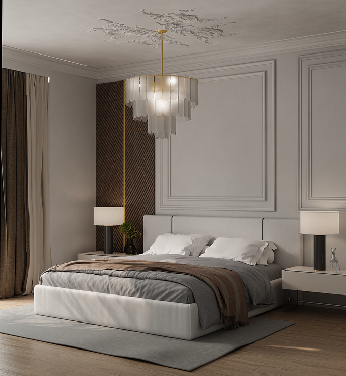 Embrace the Tranquil Tones: Experience the Serenity of a White and Brown Themed Bedroom in this Captivating High-Quality Render. #blender #cycles #bedrooms #interiordesign #archviz