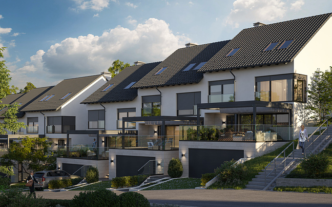 Visualizations for a residential complex in Germany
Location - Lerrach. 2023
Software - 3Dmax/Corona render. Photoshop