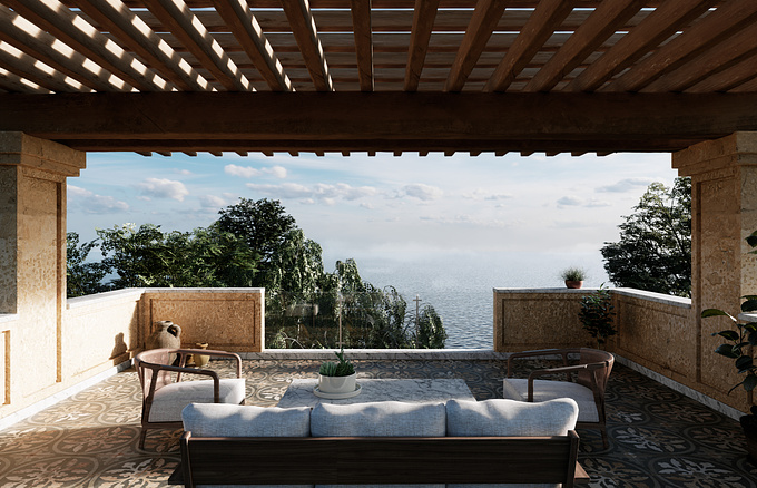 A rustic terrace with an amazing view and a post production rework