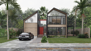 Modern home #75 on a rainy day