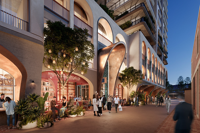 rendertaxi has created an extensive series of CGIs for Station Street Cottesloe Perth.
The project’s distinctive design has been beautifully captured in multiple visuals, showcasing key design details, various amenities and facilities.
