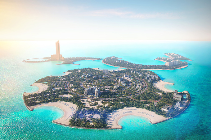 Al Marjan Island is a Project that began as a work necessity but evolved into a personal challenge. I started by studying the existing island's volumetry, modeling its surface, and detailing elements like streets, blocks, beaches, grassy areas, public spaces, and wave-breakers, distributed building models, adjusted vegetation distribuition, and detailed the landscape with a high variety of greenery, trees, palms, grass and shrubs.

The texturing process used procedural methods to avoid repetition, and I added finer details such as streetlights, benches, cars, beach loungers, umbrelas, etc to increase realism.
Finally, i worked on this scene highlighting the main building but also focusing on the island, working most on lighting and camera effects and using matte painting to enhance realism and emotion.

It’s important to mention that AI was not used to create this image. It was used only as a tool for a part of the matte painting process, but the entire scene was fully developed in CGI.

I hope you Enjoy!

Softwares used:
3Ds Max, Chaos Corona, CityscapePro, ForestPack, RailClone, CityTraffic, tyFlow, Chaos Scatter, Photoshop