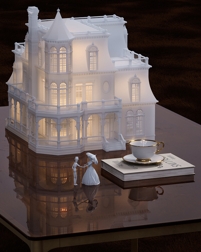 The inspiration came after watching the film "Somewhere in time (1980)". I wanted to create something that conveyed that romantic atmosphere, mixing some references from the Victorian era!
Credits to Paulwall (3d model house)