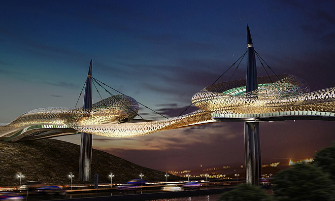 H&MANOOSH MAHMOUDI ARCHITECTS - http://www.hosseinmahmoudi.com
EL-YOLI Multi-use Complex
This is a pedestrian overpass built thas has Inspiration from Persian carpet knots.