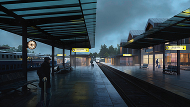 BLUE BERRY | Renderings for a Train Station Concept