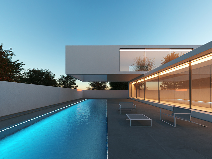 I've always been amazed by the Spanish architect Frank Silvestre, so I used one of his projects to practice lighting with Corona Renderer. The 3D model was created in 3ds Max, rendered with Corona Renderer, and edited using Photoshop.