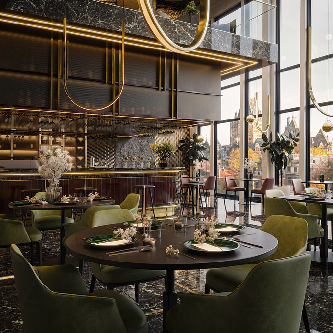 the renderings of a contemporary restaurant project I recently completed